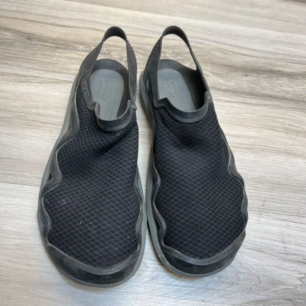 CROCS Swiftwater Mesh Wave Sandals Mens Size 8‎ Black Water Shoes Iconic Comfort